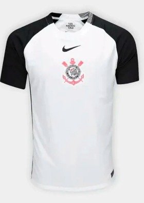 Corinthians Branca Manga Preta