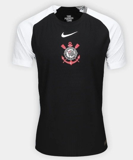 Corinthians Preta Manga Branca